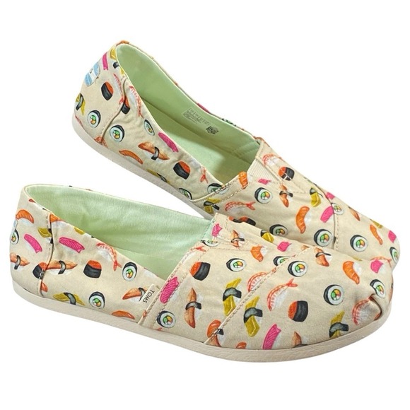 Toms Sushi Flats Alpargata Loafers Womens 9 Slip-on Novelty Quirky Cutecore Fun - Picture 1 of 11